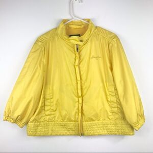 Sean John Lemon Yellow Nylon Zip Up Crop Jacket
